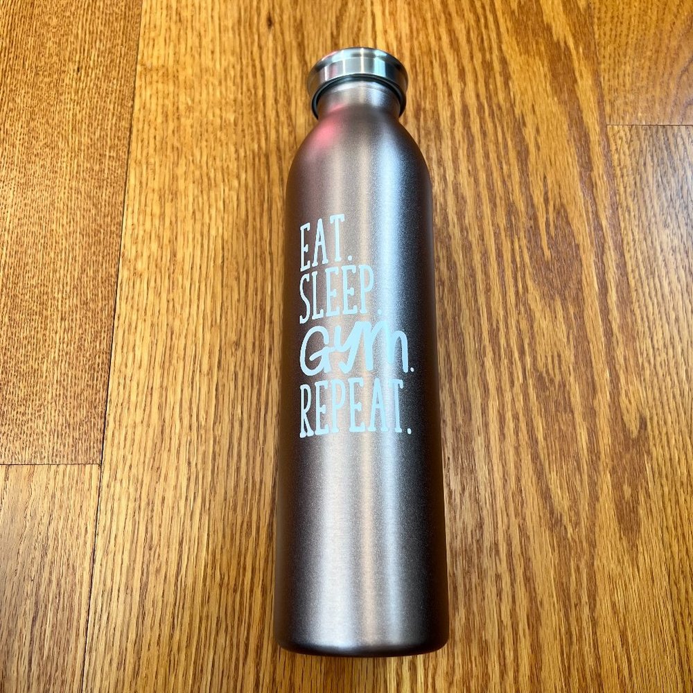 Eat. Sleep. Gym. Repeat. Motivational Water Bottle